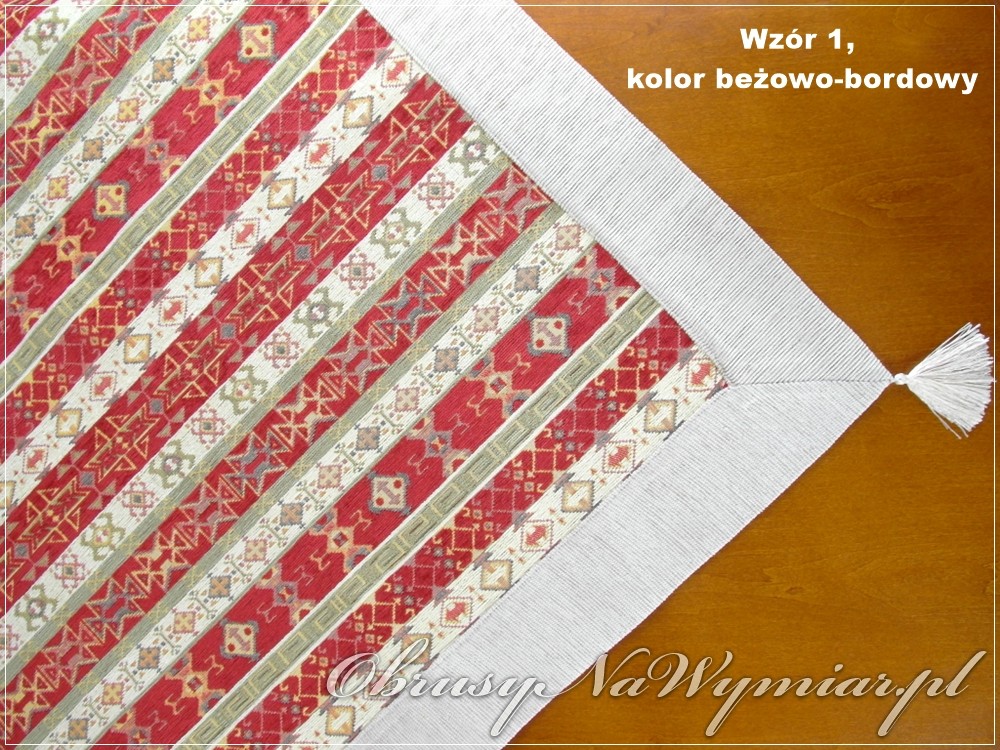 Wzór 1, kolor beżowo-bordowy