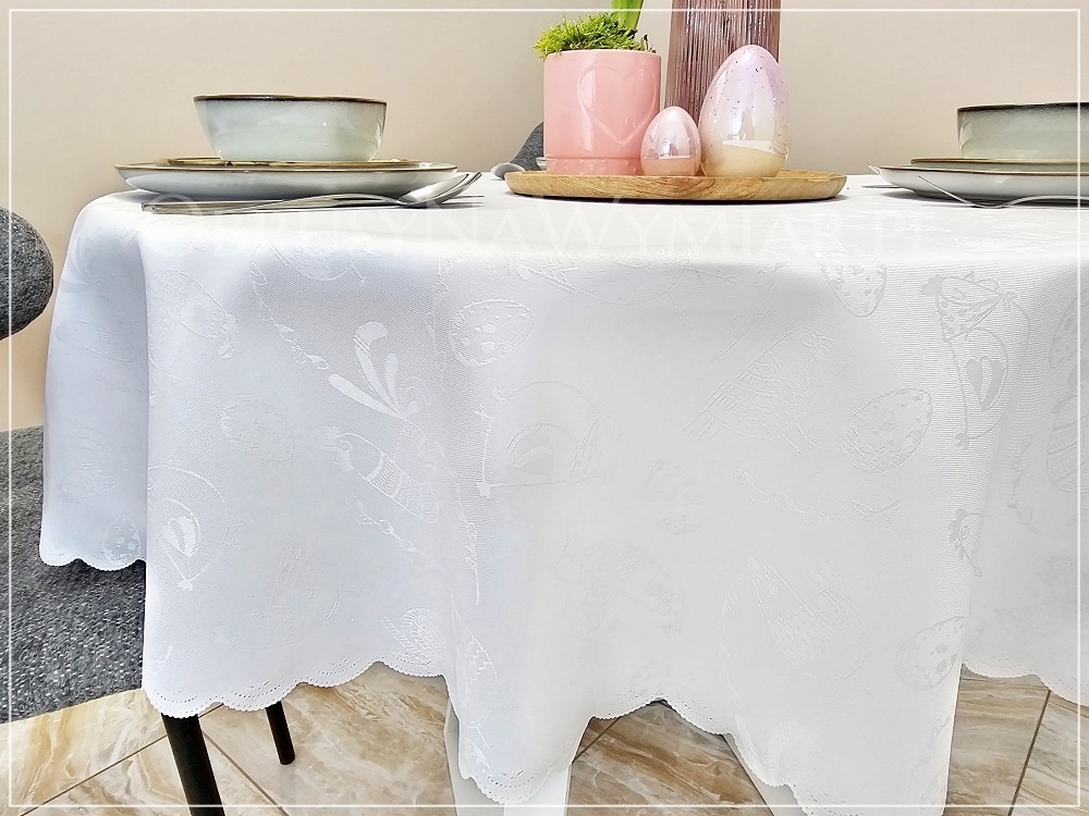 Obrus plamoodporny WHITE EASTER kolor biały