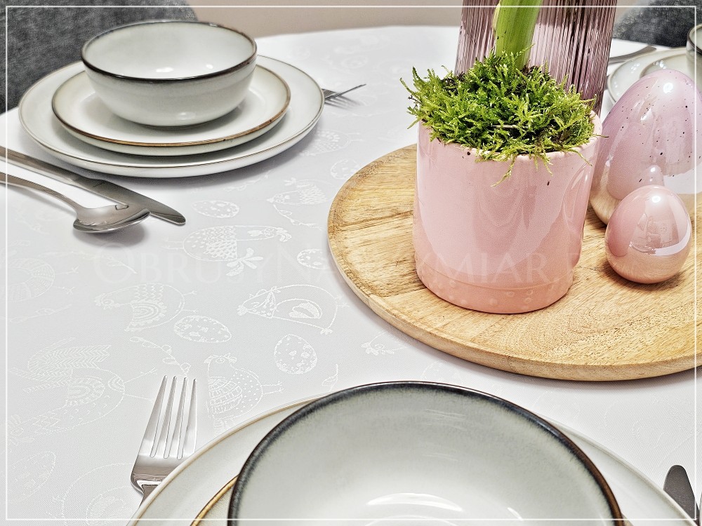 Obrus plamoodporny WHITE EASTER kolor biały